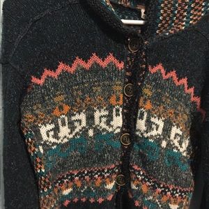 Button Front Woven Free People Hooded Cardigan